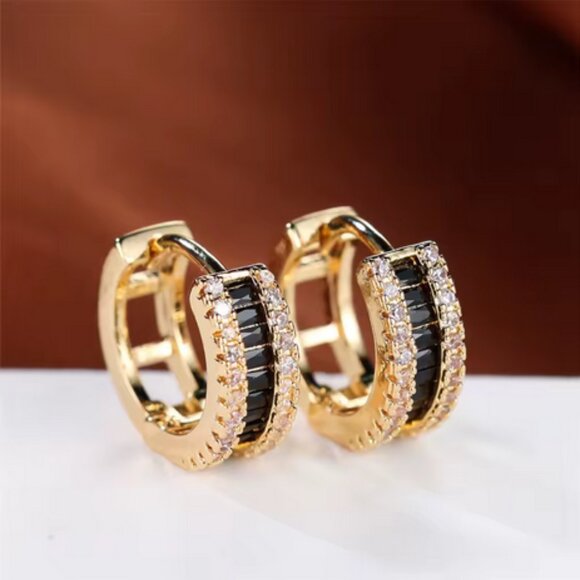 14K Gold Mens 1ct Black Onyx Gemstone 2ct Diamond Earrings 14 K Silver Jewelry